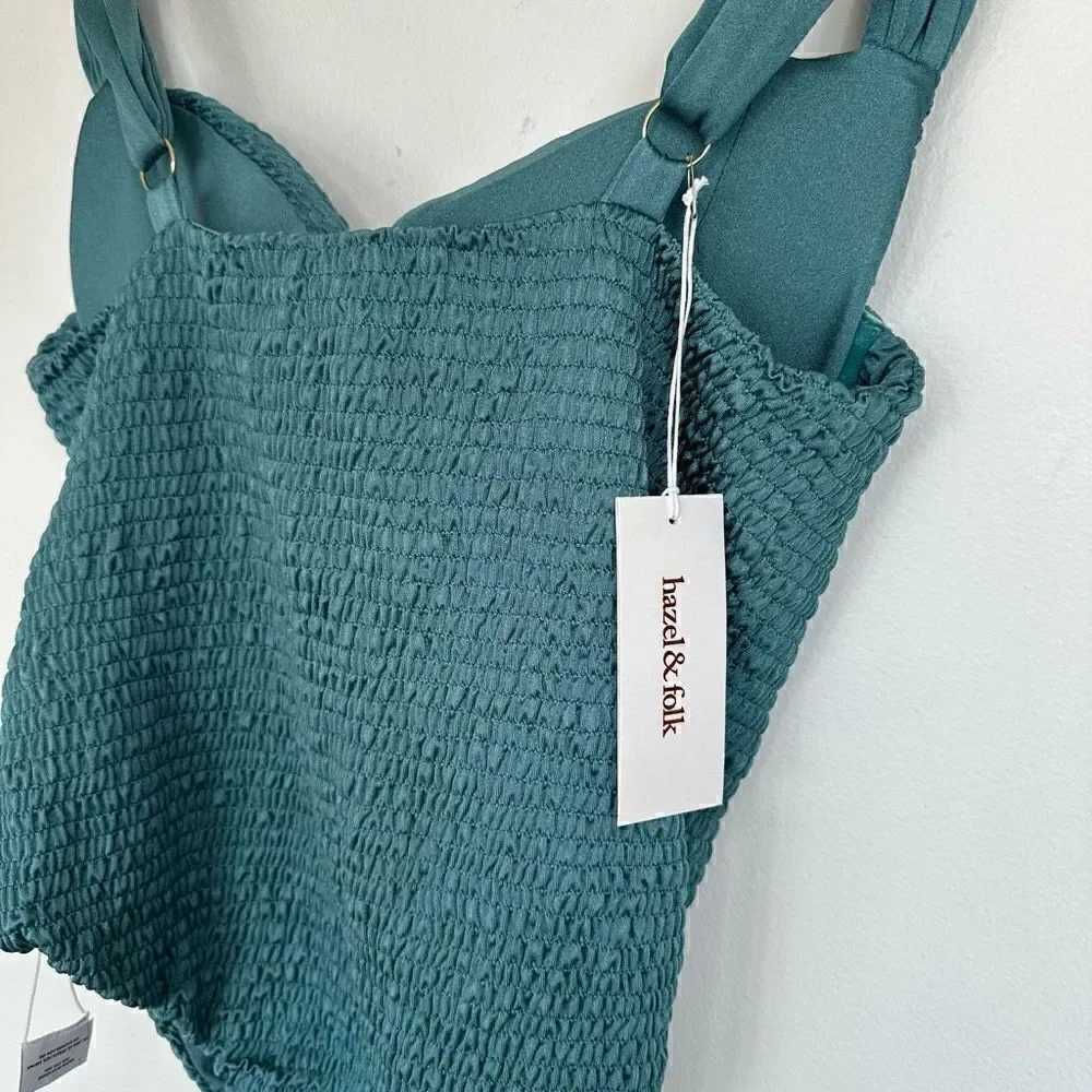 Hazel & Folk Women’s All Over Smocking Lente One Piece Swimsuit in Color Seaside